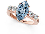 Rose gold Fancy Blue Marquise  Cut Diamond Five-Stone Prong Set White Gold Ring_32