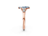 Rose gold Fancy Blue Marquise  Cut Diamond Five-Stone Prong Set White Gold Ring_33
