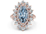 Rose gold Fancy Blue Marquise Cut Diamond Floral Double Halo Engagement Ring with Prong Setting_26