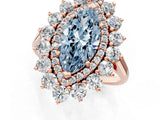 Rose gold Fancy Blue Marquise Cut Diamond Floral Double Halo Engagement Ring with Prong Setting_27