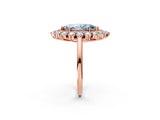 Rose gold Fancy Blue Marquise Cut Diamond Floral Double Halo Engagement Ring with Prong Setting_28