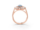 Rose gold Fancy Blue Marquise Cut Diamond Floral Double Halo Engagement Ring with Prong Setting_29