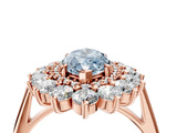 Rose gold Fancy Blue Marquise Cut Diamond Floral Double Halo Engagement Ring with Prong Setting_30