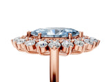 Rose gold Fancy Blue Marquise Cut Diamond Floral Double Halo Engagement Ring with Prong Setting_31