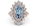 Rose gold Fancy Blue Marquise Cut Diamond Floral Double Halo Engagement Ring with Prong Setting_62