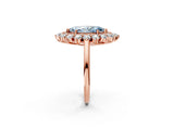 Rose gold Fancy Blue Marquise Cut Diamond Floral Double Halo Engagement Ring with Prong Setting_64