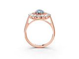 Rose gold Fancy Blue Marquise Cut Diamond Floral Double Halo Engagement Ring with Prong Setting_65