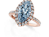 Rose gold Fancy Blue Marquise  Cut Diamond Floral Halo Engagement Ring with Pavé Band and Prong Setting_37