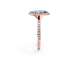 Rose gold Fancy Blue Marquise  Cut Diamond Floral Halo Engagement Ring with Pavé Band and Prong Setting_38