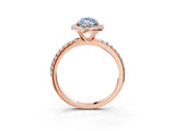 Rose gold Fancy Blue Marquise  Cut Diamond Floral Halo Engagement Ring with Pavé Band and Prong Setting_39