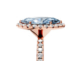 Rose gold Fancy Blue Marquise  Cut Diamond Floral Halo Engagement Ring with Pavé Band and Prong Setting_41