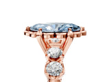 Rose gold Fancy Blue Marquise  Cut Diamond Floral Halo Engagement Ring with Shared Prong Setting 5