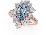 Rose gold Fancy Blue Marquise  Cut Diamond Floral Halo Pave Band with Prong Setting_38
