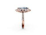 Rose gold Fancy Blue Marquise  Cut Diamond Floral Halo Pave Band with Prong Setting_39