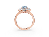 Rose gold Fancy Blue Marquise  Cut Diamond Floral Halo Pave Band with Prong Setting_40