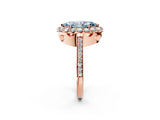 Rose gold Fancy Blue Marquise Cut Diamond Floral Halo Ring with Pavé Band and Prong Setting_5