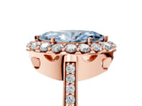 Rose gold Fancy Blue Marquise Cut Diamond Floral Halo Ring with Pavé Band and Prong Setting_8
