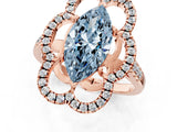 Rose gold Fancy Blue Marquise Cut Diamond Floral Halo Split Shank Prong Setting Ring_1