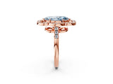 Rose gold Fancy Blue Marquise Cut Diamond Floral Halo Split Shank Prong Setting Ring_2