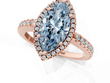 Rose gold Fancy Blue Marquise Cut Diamond Halo Engagement Ring with Pavé Band and Prong Setting_28