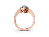 Rose gold Fancy Blue Marquise Cut Diamond Halo Engagement Ring with Pavé Band and Prong Setting_30