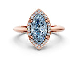 Rose gold Fancy Blue Marquise  Cut Diamond Halo Engagement Ring with Split Shank and Four-Prong Setting_90