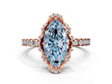 Rose gold Fancy Blue Marquise Cut Diamond Halo Pave Band with Four-Prong Setting_3