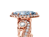 Rose gold Fancy Blue Marquise Cut Diamond Halo Ring with Milgrain Pavé Band and Four-Prong Setting_59
