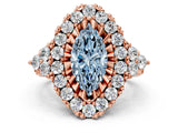 Rose gold Fancy Blue Marquise Cut Diamond Halo Ring with Pavé Band and Four-Prong Setting_57