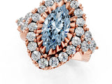 Rose gold Fancy Blue Marquise Cut Diamond Halo Ring with Pavé Band and Four-Prong Setting_58