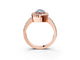 Rose gold Fancy Blue Marquise Cut Diamond Halo Ring with Pavé Band and Prong Setting_15