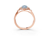 Rose gold Fancy Blue Marquise Cut Diamond Halo Ring with Pear Side Stones and Prong Setting_47