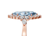 Rose gold Fancy Blue Marquise Cut Diamond Halo Ring with Pear Side Stones and Prong Setting_49
