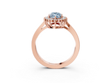 Rose gold Fancy Blue Marquise  Cut Diamond Halo Ring with Round Brilliant Halo and Solitaire Band_91
