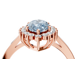 Rose gold Fancy Blue Marquise  Cut Diamond Halo Ring with Round Brilliant Halo and Solitaire Band_92