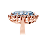Rose gold Fancy Blue Marquise  Cut Diamond Halo Ring with Round Brilliant Halo and Solitaire Band_93