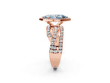 Rose gold Fancy Blue Marquise Cut Diamond Halo Ring with Round Split Shank and Prong Setting_38