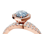 Rose gold Fancy Blue Marquise Cut Diamond Halo Ring with Round Split Shank and Prong Setting_40