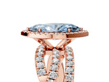 Rose gold Fancy Blue Marquise Cut Diamond Halo Ring with Round Split Shank and Prong Setting_41