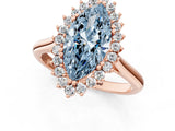Rose gold Fancy Blue Marquise  Cut Diamond Halo Ring with Solitaire Band and Prong Setting_54