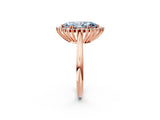 Rose gold Fancy Blue Marquise  Cut Diamond Halo Ring with Solitaire Band and Prong Setting_55