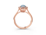 Rose gold Fancy Blue Marquise  Cut Diamond Halo Ring with Solitaire Band and Prong Setting_56