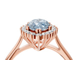 Rose gold Fancy Blue Marquise  Cut Diamond Halo Ring with Solitaire Band and Prong Setting_57