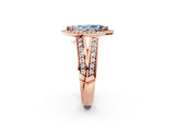 Rose gold Fancy Blue Marquise Cut Diamond Halo Ring with Split Shank Pavé Band and Four-Prong Setting_2