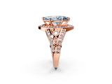 Rose gold Fancy Blue Marquise Cut Diamond Halo Ring with Split Shank and Bezel Accents and Four-Prong Setting_2