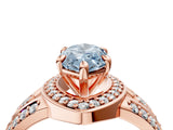 Rose gold Fancy Blue Marquise Cut Diamond Halo Ring with Split Shank and Bezel Accents and Four-Prong Setting_4