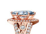 Rose gold Fancy Blue Marquise Cut Diamond Halo Ring with Split Shank and Bezel Accents and Four-Prong Setting_5