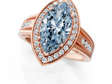 Rose gold Fancy Blue Marquise Cut Diamond Halo Ring with Split Shank and Bezel Accents and Prong Setting_1