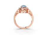 Rose gold Fancy Blue Marquise Cut Diamond Halo Ring with Split Shank and Bezel Accents and Prong Setting_3