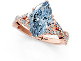 Rose gold Fancy Blue Marquise Cut Diamond  Halo Twist Band Solitaire Prong Setting Ring_13